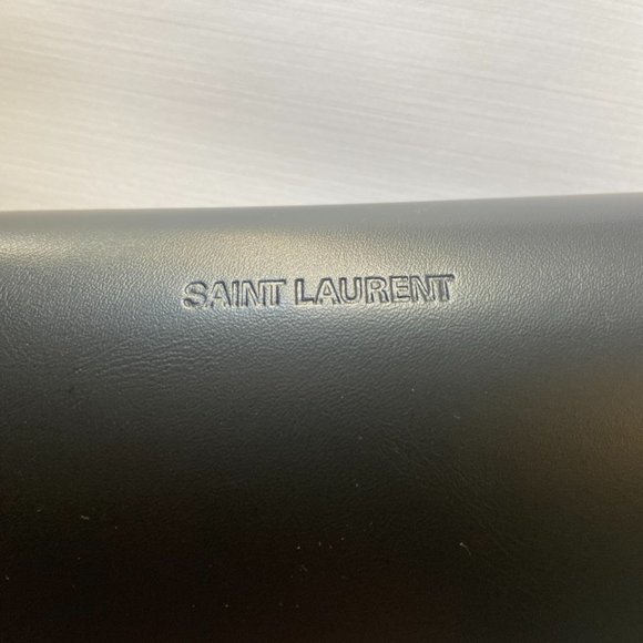 NEW YSL Saint Laurent Black Leather Sunglasses Case with Cleaning Cloth